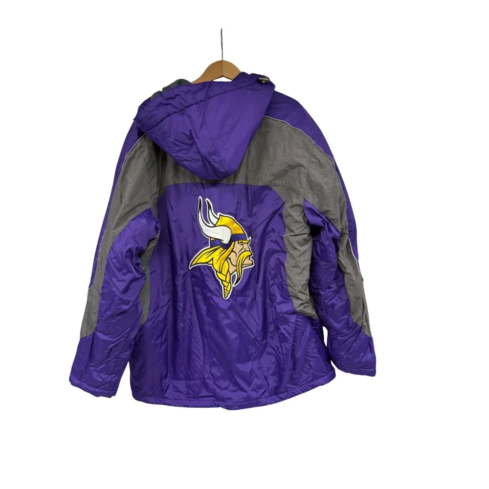 NFL Minnesota Vikings Mens XL Winter Jacket Coat Purple Grey Hooded Parka
